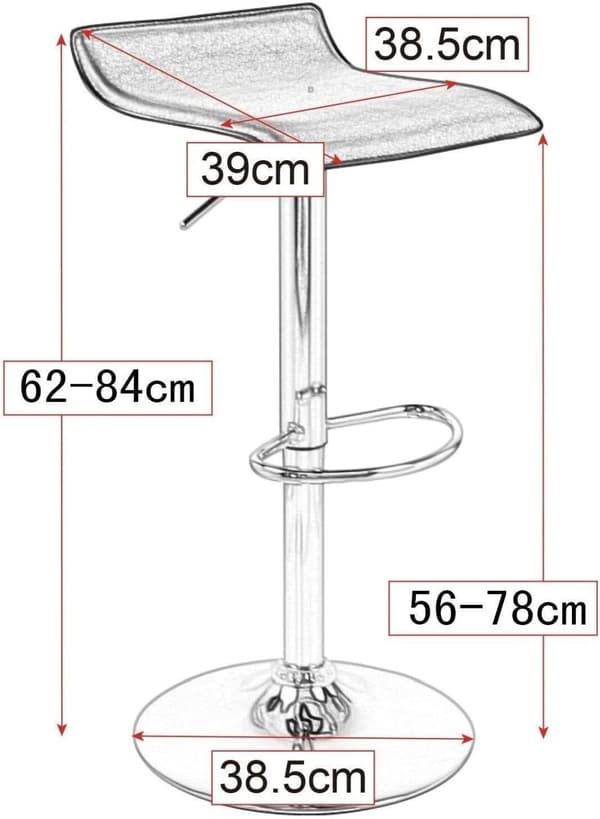 Rootz Designer -baarijakkara - Moderni baarijakkara - Säädettävä työtuoli - Mukava, kestävä, helppohoitoinen - Keinonahka - 39cm x 38,5cm, Korkeus 63c