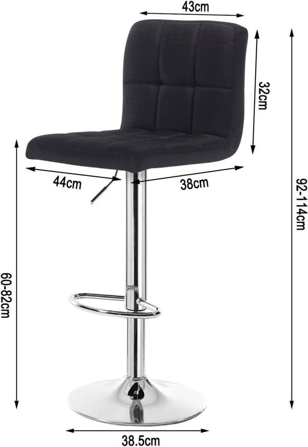 Rootz baarijakkara - Säädettävä työtuoli - Ergonominen istuin - Kestävä pellavaverhoilu, Liukumaton pohja, Korkeuden mukautus - 92cm-114cm x 44cm x 38