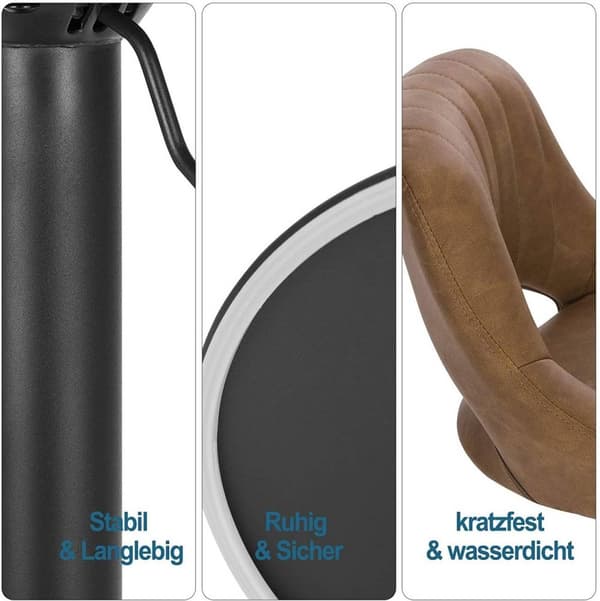 Rootz Set med 2 barstolar - Bänkstolar - Justerbara snurrstolar - Bekväm, ergonomisk, enkel montering - konstläder - 35cm x 42cm x 84-106cm