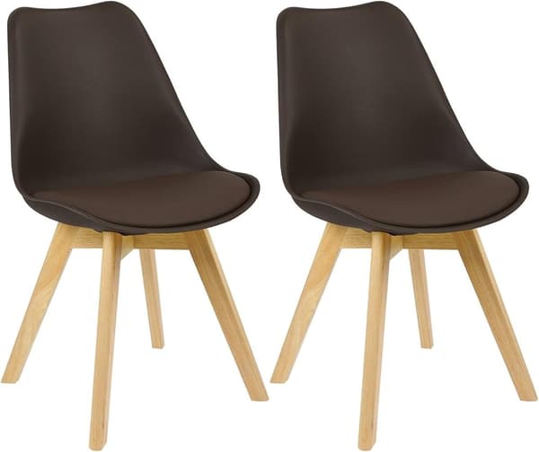 Rootz sæt med 2 spisestuestole - Køkkenstole - Komfortable siddepladser - Højdensitetsskum - Holdbar konstruktion - Anti-Slip måtter - 48cm x 42cm x 8