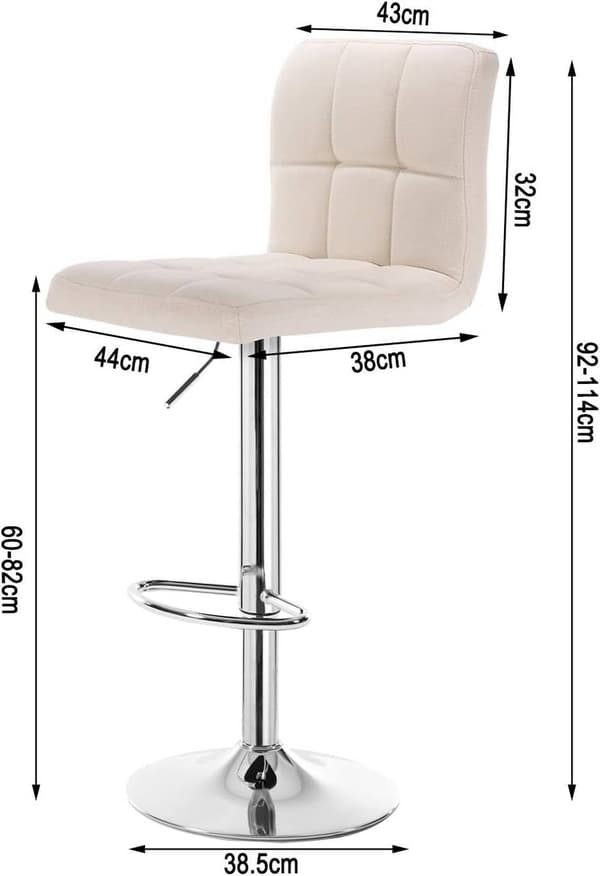 Rootz säädettävä baarijakkara - Työpöytäjakkara - Kääntötuoli - Ergonominen muotoilu - Suuri kestävyys - Lattian suojaus - 92cm-114cm x 60cm-82cm