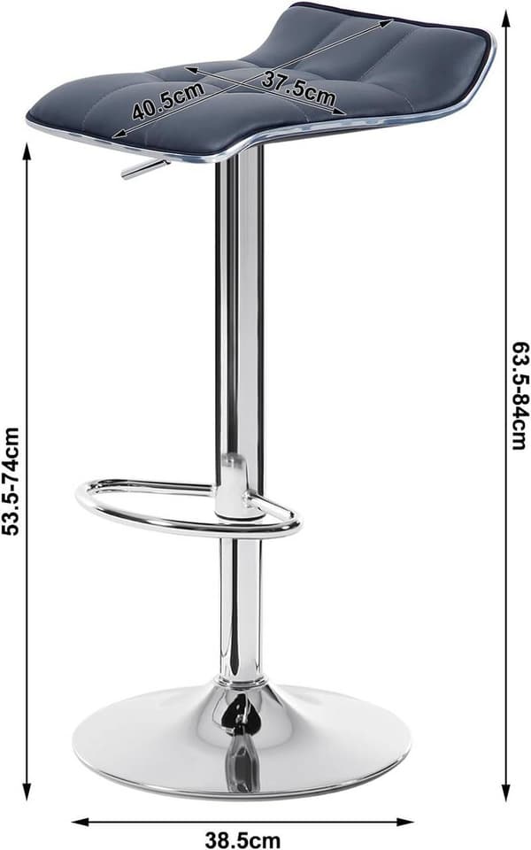 Rootz baarijakkara - Säädettävä työtuoli - Kääntyvä baarituoli - Ergonominen muotoilu - Kestävä rakenne - Tyylikäs ulkonäkö - 38cm x 40cm, Korkeus 64c