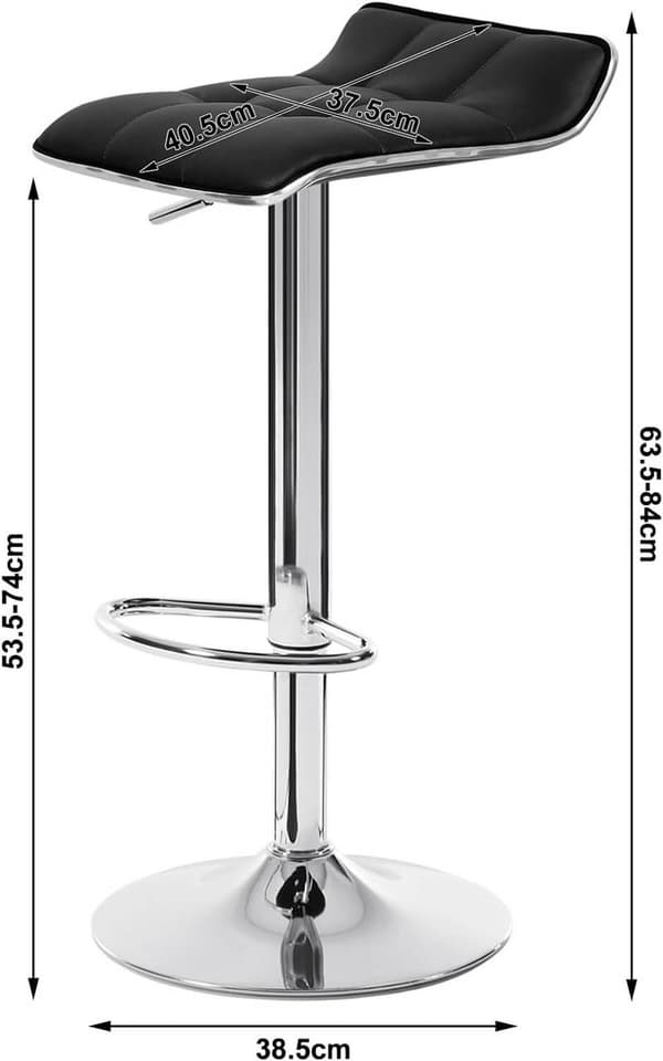 Rootz baarijakkara - Säädettävä työtuoli - Kääntyvä istuin - Ergonominen muotoilu - Kestävä rakenne - Tyylikäs ulkonäkö - 38cm x 40cm, Korkeus 64cm-86