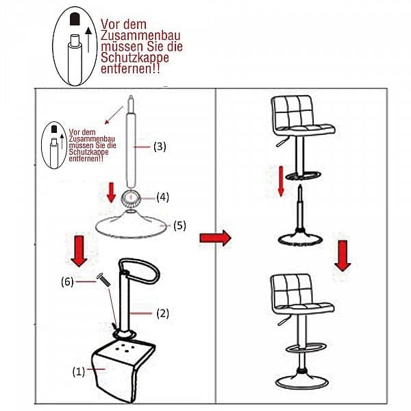 Rootz justerbar svängbar barpall - Bänkpall - Kontorsstol - Bekväm, hållbar, säker - Förkromad metall och konstläder - 92-114 cm x 38 cm x 44 cm