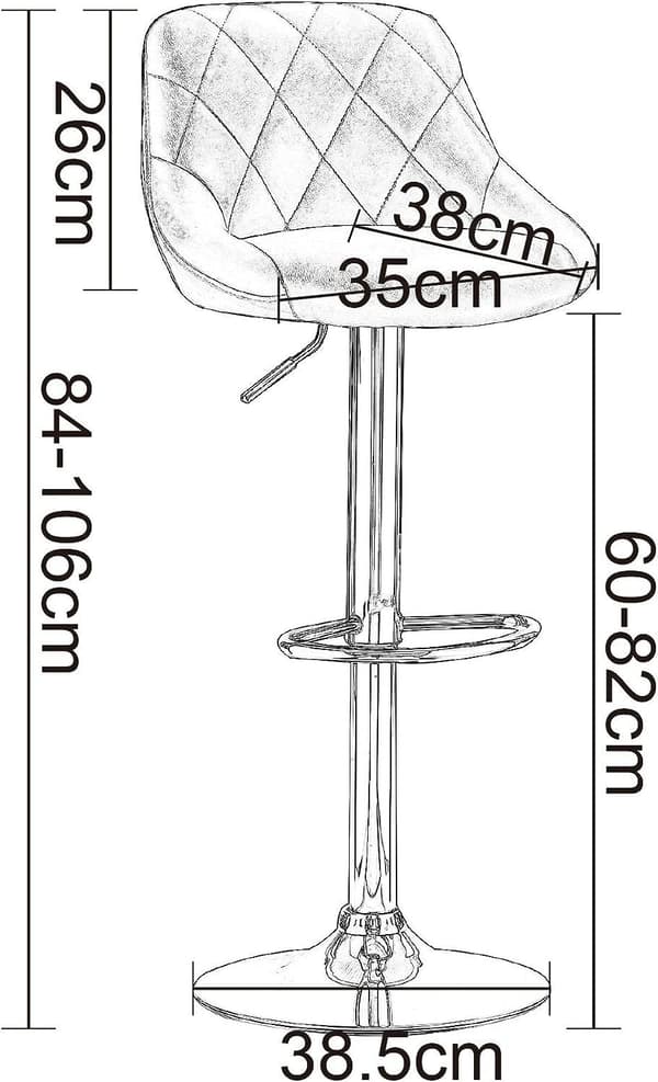Rootz säädettävä kääntyvä baarijakkara - Työpöytäjakkarat - Baarituolit - Ergonominen muotoilu - Moderni ilme - Helppo koota - 84-106cm x 35cm x 38cm