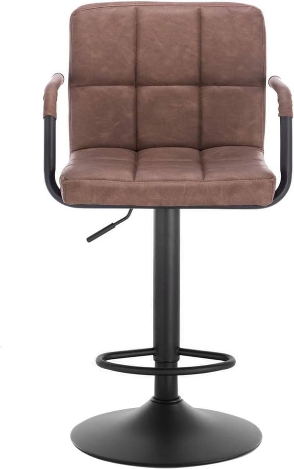 Rootz Barstol - Bordskammel - Justerbar barstol - Slidstærkt metalstel - Ergonomisk design - Stilfuld antracit mørk brun - 90-112cm x 51cm x 37cm