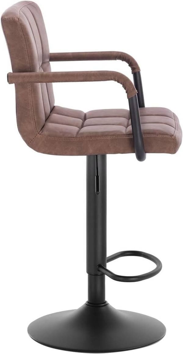 Rootz Barstol - Bordskammel - Justerbar barstol - Slidstærkt metalstel - Ergonomisk design - Stilfuld antracit mørk brun - 90-112cm x 51cm x 37cm
