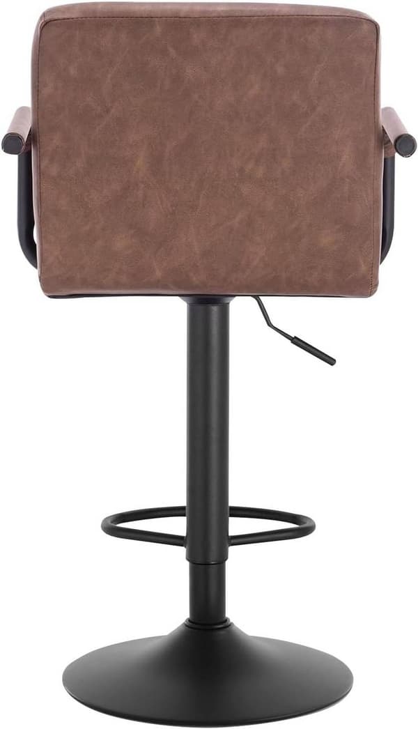 Rootz Barstol - Bordskammel - Justerbar barstol - Slidstærkt metalstel - Ergonomisk design - Stilfuld antracit mørk brun - 90-112cm x 51cm x 37cm
