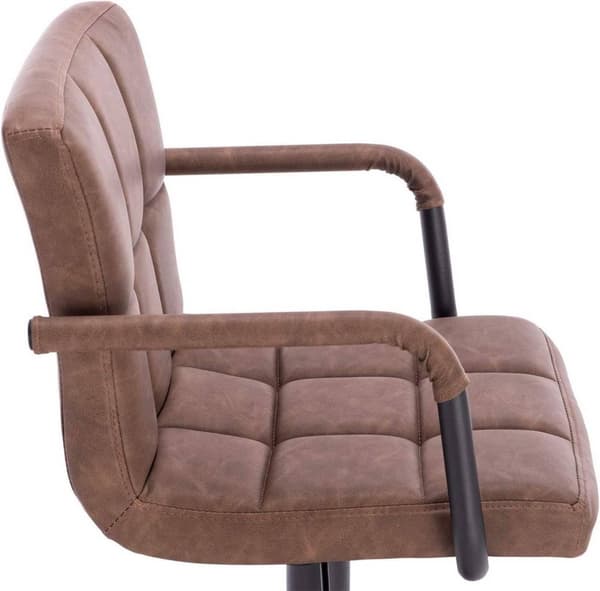 Rootz Barstol - Bordskammel - Justerbar barstol - Slidstærkt metalstel - Ergonomisk design - Stilfuld antracit mørk brun - 90-112cm x 51cm x 37cm