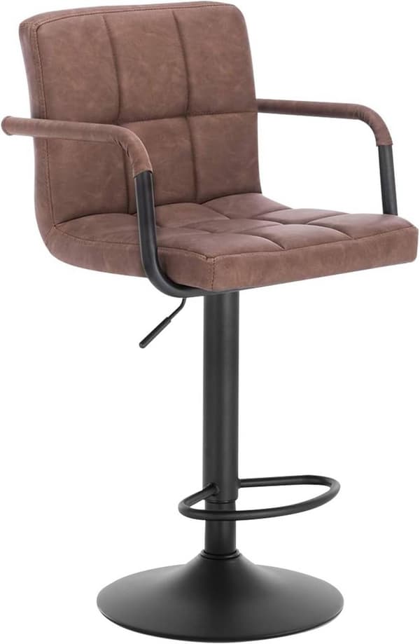 Rootz-baarijakkara - Työpöytäjakkara - Säädettävä baarituoli - Kestävä metallirunko - Ergonominen muotoilu - Tyylikäs antrasiittitummanruskea - 90-112