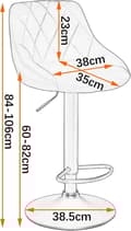 Miniatyrbild 3 av 7: Rootz Set med 2 barstolar - Bänkstolar - Snurrstolar - Sammetsklädsel - Justerbar höjd - Vridbar sits - Bekväm och robust - 35cm x 38cm x 84-106cm