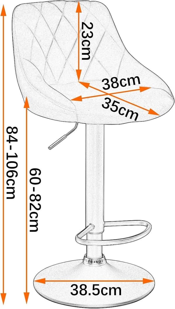 Rootz Set med 2 barstolar - Bänkstolar - Snurrstolar - Sammetsklädsel - Justerbar höjd - Vridbar sits - Bekväm och robust - 35cm x 38cm x 84-106cm