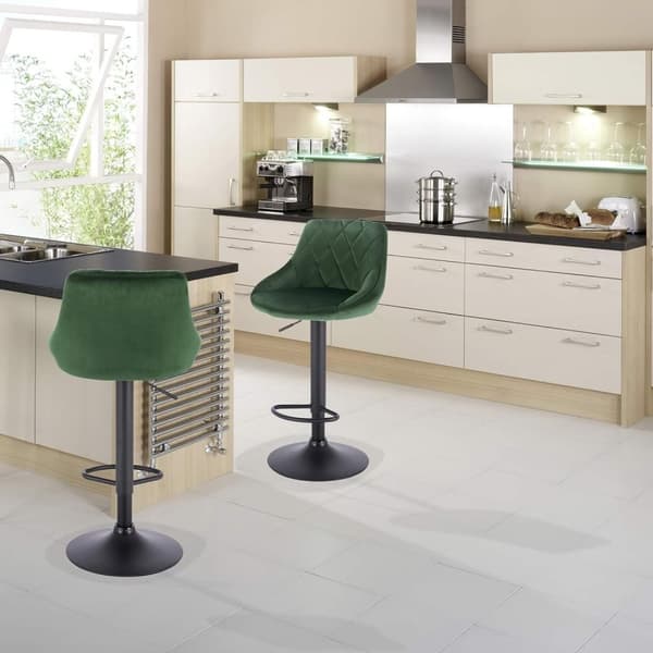 Rootz Set med 2 barstolar - Bänkstolar - Snurrstolar - Sammetsklädsel - Justerbar höjd - Vridbar sits - Bekväm och robust - 35cm x 38cm x 84-106cm