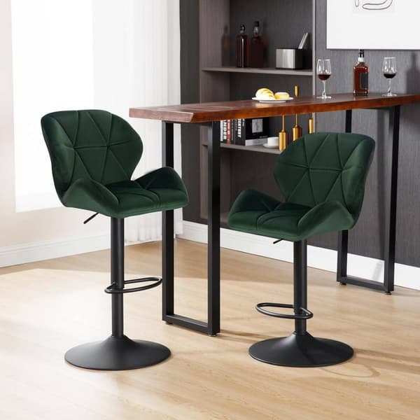 Rootz barstol - Justerbar bordstol - Drejelig barstol - Ergonomisk design, robust konstruktion, nem montering - fløjl og metal - 94cm-116cm x 50cm x 4