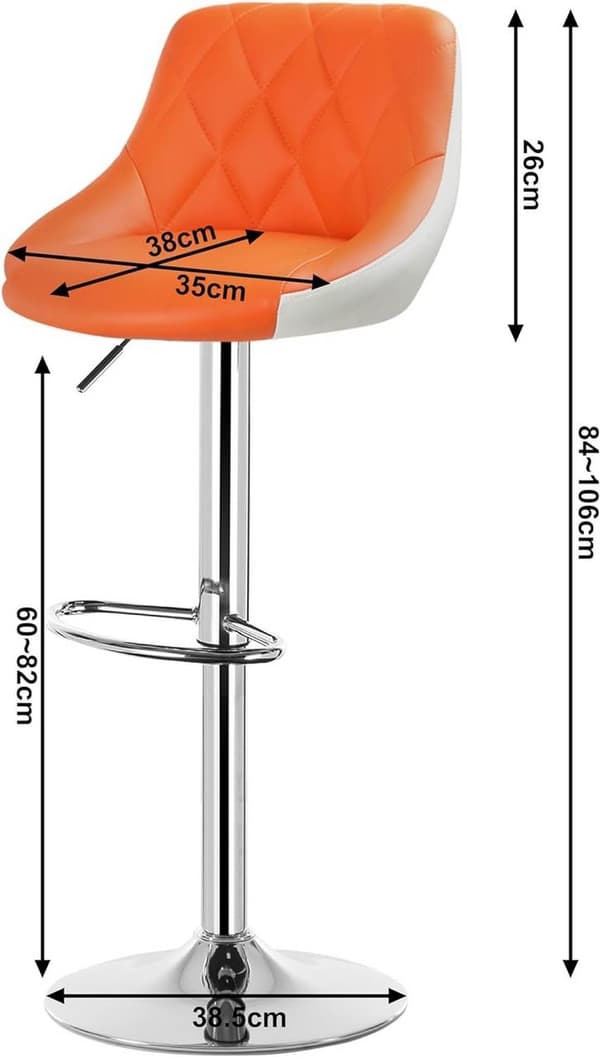 Rootz baarijakkara - Säädettävä työtuoli - Kääntyvä baarituoli - Mukava, tyylikäs, kestävä - Keinonahka - 38cm x 35cm, Korkeus 84cm - 106cm Säädettävä