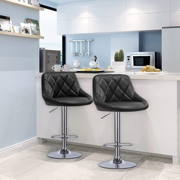 Rootz justerbara barstolar Set med 2 - Bänkstolar - Vridstolar - Komfort i konstläder - Krom hållbarhet - Mångsidig i höjd - 84cm-106cm x 38cm x 35cm