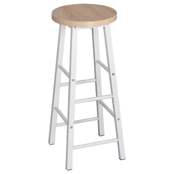 Rootz Industriel Barstol - Bordskammel - Metal- og træskammel - Robust konstruktion - Alsidig brug - Gulvbeskyttelse - Sædehøjde 71 cm, Diameter 30 cm