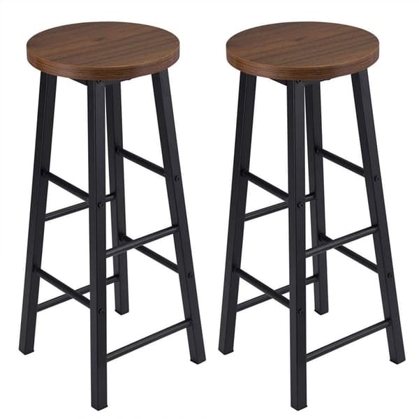 Rootz Industrial Bar Pall - Bänkpall - Metall- och träpall - Robust konstruktion - Mångsidig användning - Golvskydd - Sitthöjd 71cm, Sittdiameter 30cm
