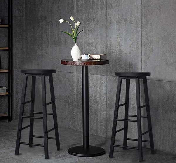 Rootz Industriel Barstol - Bordskammel - Metal- og træskammel - Robust konstruktion - Alsidig brug - Gulvbeskyttere - Sædehøjde 71 cm, Diameter 30 cm