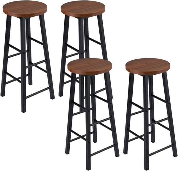 Rootz Industriel Barstol - Bordskammel - Kitchen Island Stol - Robust stålstel - Alsidigt og beskyttende design - Nem montering - 71 cm Sædehøjde x 30