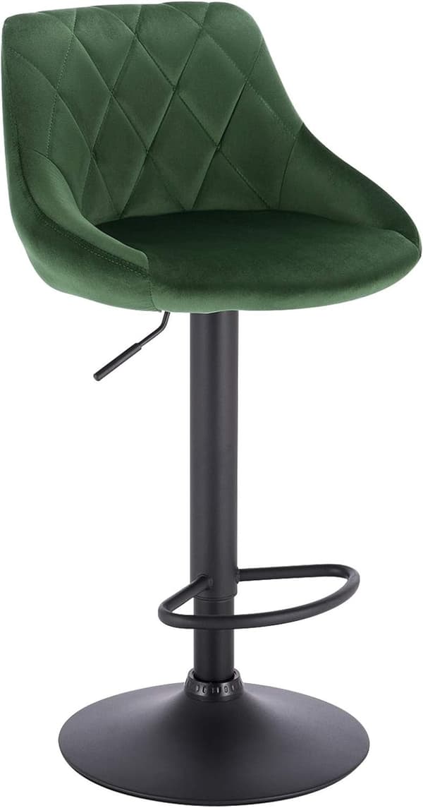 Rootz Velvet baarijakkara - Säädettävä työtuoli - Kääntyvä baarijakkara - Mukava, Monipuolinen, Tukeva - 84cm-106cm x 35cm x 38cm