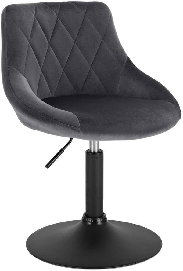 Rootz Velvet -baarijakkara - Metallinen työtuoli - Säädettävä kääntyvä istuin - Ergonominen muotoilu, Tukeva runko, Helppo koota - 66cm-82cm x 47cm x