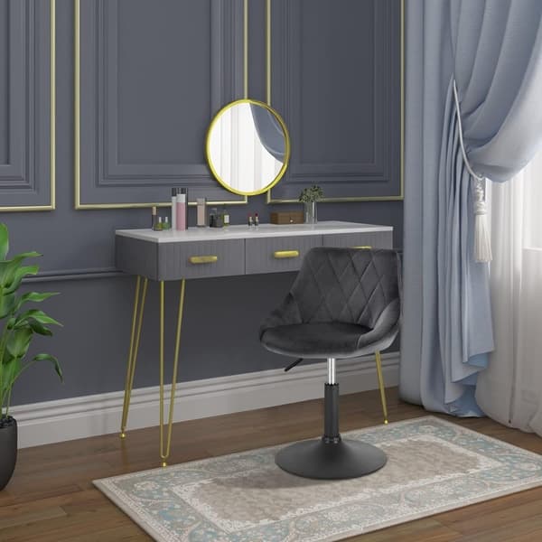 Rootz Velvet -baarijakkara - Metallinen työtuoli - Säädettävä kääntyvä istuin - Ergonominen muotoilu, Tukeva runko, Helppo koota - 66cm-82cm x 47cm x