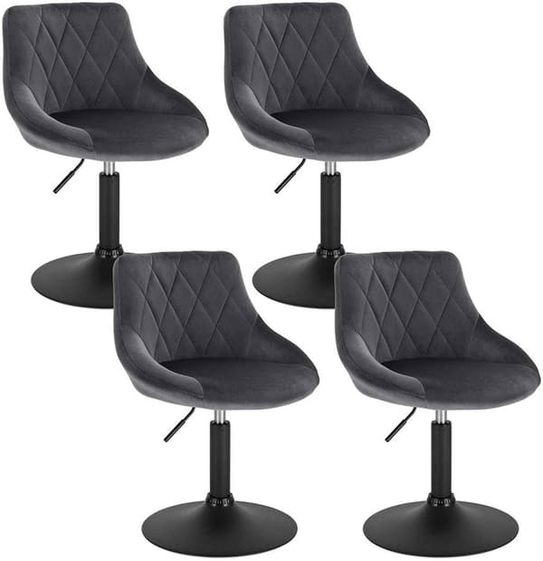 Rootz Velvet -baarijakkara - Metallinen työtuoli - Säädettävä kääntyvä istuin - Ergonominen muotoilu, Tukeva runko, Helppo koota - 66cm-82cm x 47cm x