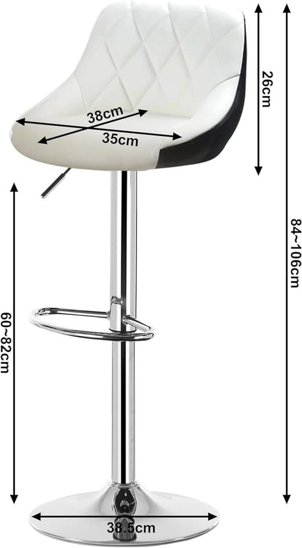 Rootz baarijakkara - Työpöytäjakkara - Säädettävä baarituoli - Mukava istuin - Monipuolinen kääntyvä - Kestävä muotoilu - 38 cm x 35 cm x 84-106 cm Sä