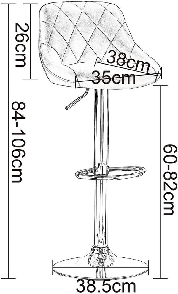 Rootz justerbara barstolar - Bänkstolar i konstläder - Svängbara barstolar - Bekväm, flexibel, hållbar - 84cm-106cm x 38cm x 35cm