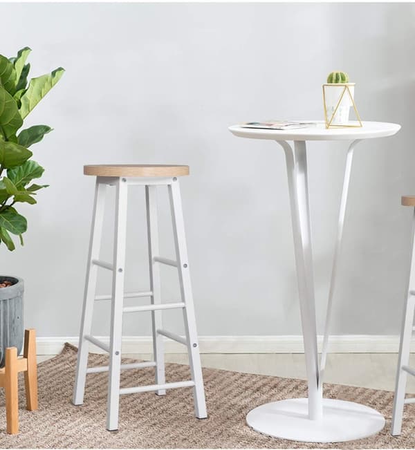 Rootz Industriel Barstol - Bordskammel - Metal- og træskammel - Robust, Alsidig, Beskyttende - 71 cm Sædehøjde x 30 cm Sædediameter