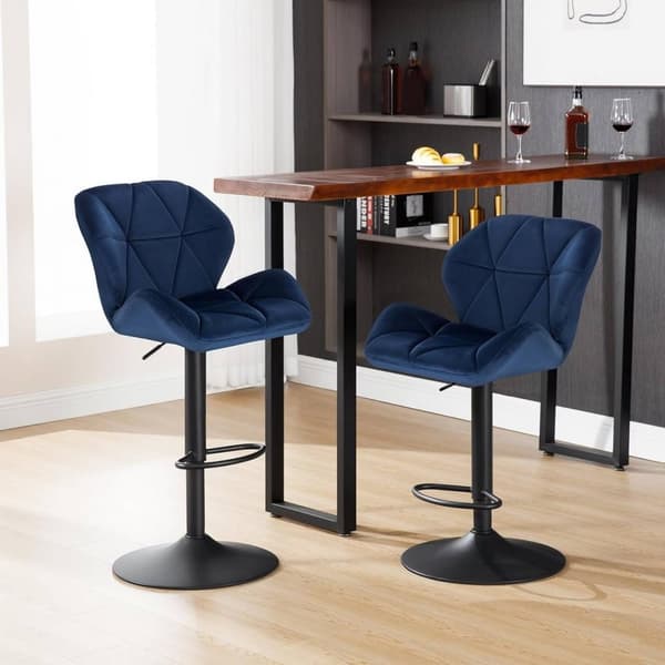 Rootz Velvet Barstol - Bordskammel - Justerbar barstol - Ergonomisk design - Holdbar konstruktion - Skridsikker base - 50cm x 40cm x 94-116cm