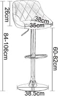 Miniatyrbild 3 av 9: Rootz justerbar barstol i konstläder - Bänkpall - Svängbar barstol - Justerbar i höjdled - 360° vridbar - Bekväm stoppning - Förkromat stål - 84cm-106