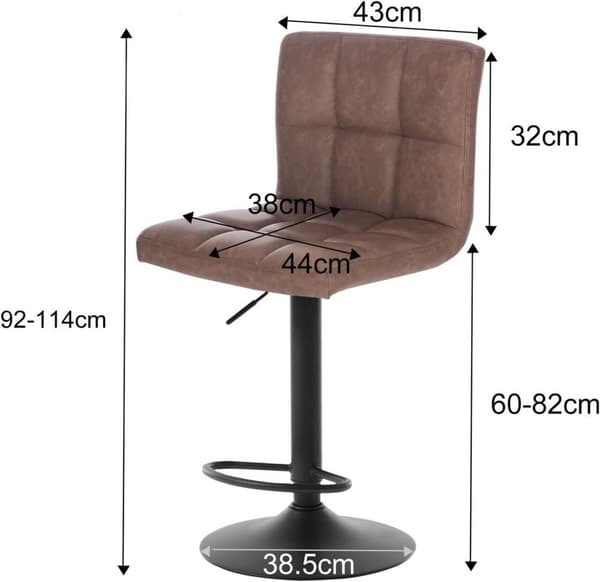 Rootz Barpall - Justerbar bänkstol - Svängbar barstol - Ergonomisk design - Hållbar konstruktion - Enkel montering - 44cm x 38cm x 92-114cm