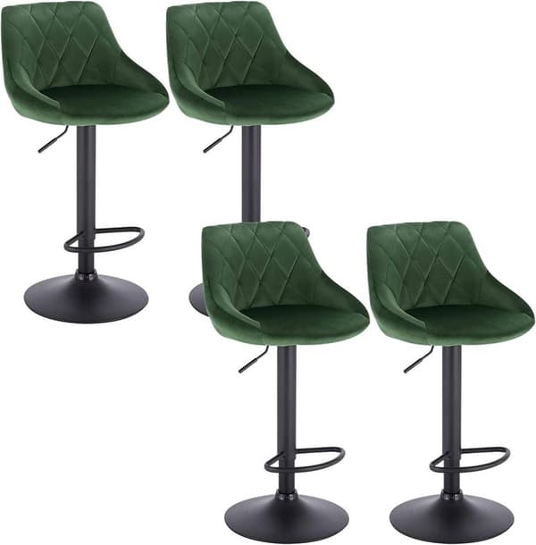 Rootz Velvet -baarijakkarat - Säädettävät kääntyvät tuolit - Ylellinen mukavuus - Ergonominen muotoilu - Tukeva metallirunko - 84cm-106cm x 35cm x 38c