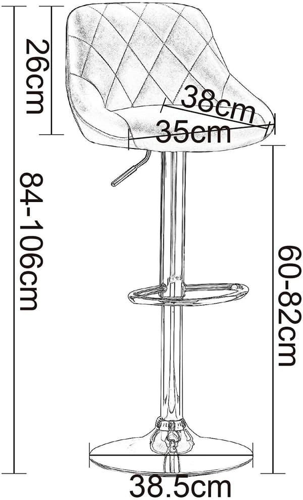 Rootz 4 baarituolia - Säädettävät pöytätuolit - Kääntyvät baarituolit - Mukavat, monipuoliset, kestävät - Keinonahka, kromattu teräs - 84-106cm x 35cm