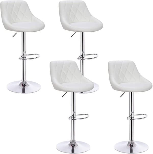 Rootz säädettävät baarijakkarat 4 kpl - Keinonahkaiset pöytätuolit - Kääntyvät baarituolit - Mukavat, monipuoliset, kestävät - 35cm x 38cm Istuin, Kor