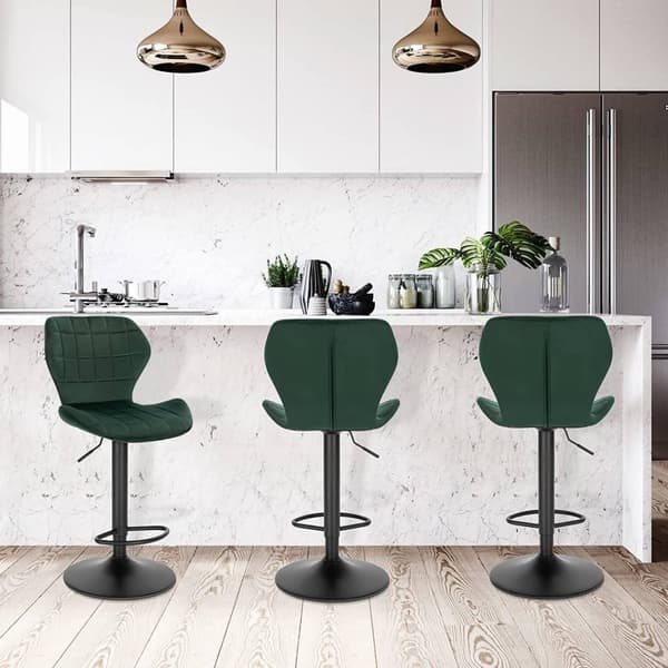 Rootz Barpall - Justerbar pall - Snurrstol - Bekväma sammetssittplatser - Stabil metallram - Mångsidig design - 48cm x 38cm x 60-82cm