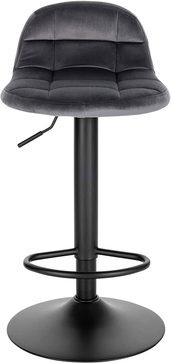 Rootz Velvet Barstol - Justerbar bordstol - Drejelig barstol - High-Density Foam Comfort - Robust metalstel - Fleksibel Højde 62-83cm - 39cm x 30cm