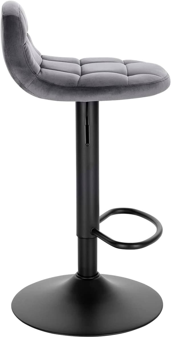 Rootz Velvet Barstol - Justerbar bordstol - Drejelig barstol - High-Density Foam Comfort - Robust metalstel - Fleksibel Højde 62-83cm - 39cm x 30cm