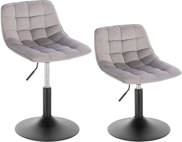 Rootz Velvet metallibaarijakkara - Työpöytäjakkara - Säädettävä baarituoli - Kestävä, Ergonominen, Liukumaton - 35 cm x 42,5 cm, Korkeus 60,5 cm - 72