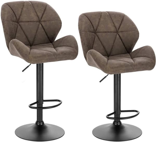 Rootz Barstolsset - Bänkstolar - Justerbara barstolar - Ergonomisk design - Slitstarkt konstläder - Stabil metallbas - 94cm-116cm x 50cm x 40cm