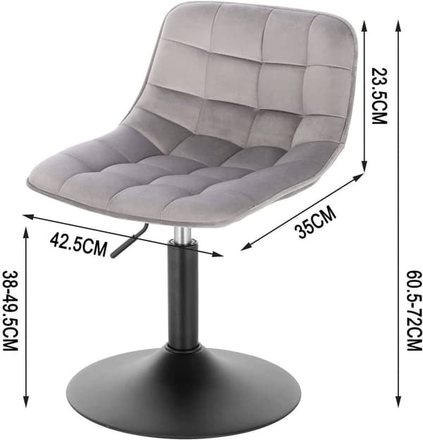 Rootz Barpall - Bänkpall - Justerbar Barstol - Ergonomisk design - Skum vadderad - Halkfri bas - Sammet & Metall - 35cm x 42,5cm x 60,5-72cm