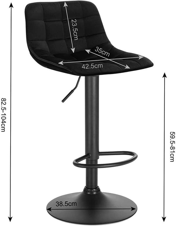 Rootz Velvet Barpall - Bänkstol - Justerbar svängbar pall - Bekväma sittplatser - Stabil design - Hållbar konstruktion - 42,5 cm x 35 cm, höjd 82,5 cm