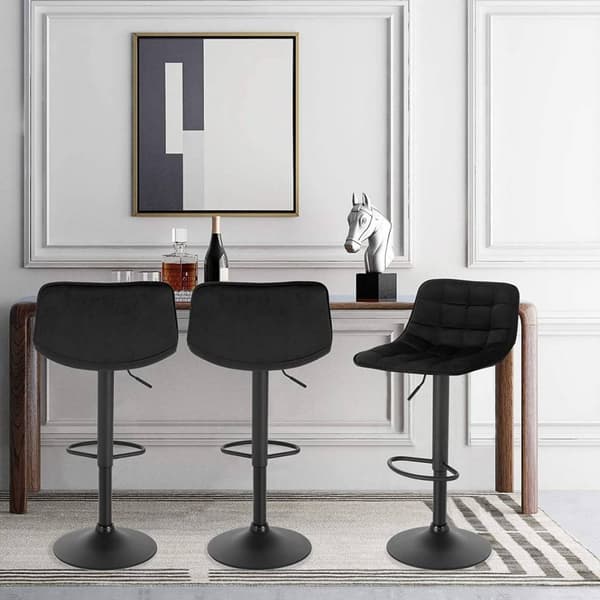 Rootz Velvet Barpall - Bänkstol - Justerbar svängbar pall - Bekväma sittplatser - Stabil design - Hållbar konstruktion - 42,5 cm x 35 cm, höjd 82,5 cm