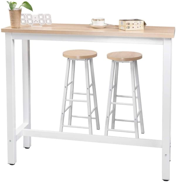 Rootz Modern Barbord og Taburet Sæt - Pub Bord Sæt - Bord i bordhøjde - Holdbart, Ridsefast, Nem Vedligeholdelse - Stålstel, MDF bord - 120 cm x 40 cm