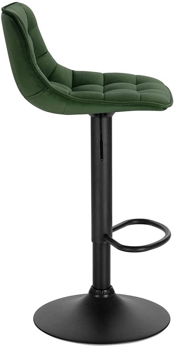 Rootz Barstol - Bordskammel - Justerbar barstol - Plys fløjl - Robust metalstel - Ergonomisk design - 42,5 cm x 35 cm, Højde 82,5 cm - 104 cm