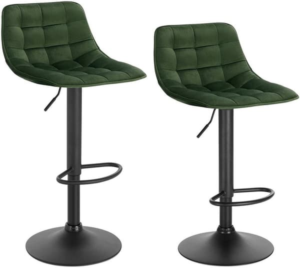 Rootz Barstol - Bordskammel - Justerbar barstol - Plys fløjl - Robust metalstel - Ergonomisk design - 42,5 cm x 35 cm, Højde 82,5 cm - 104 cm