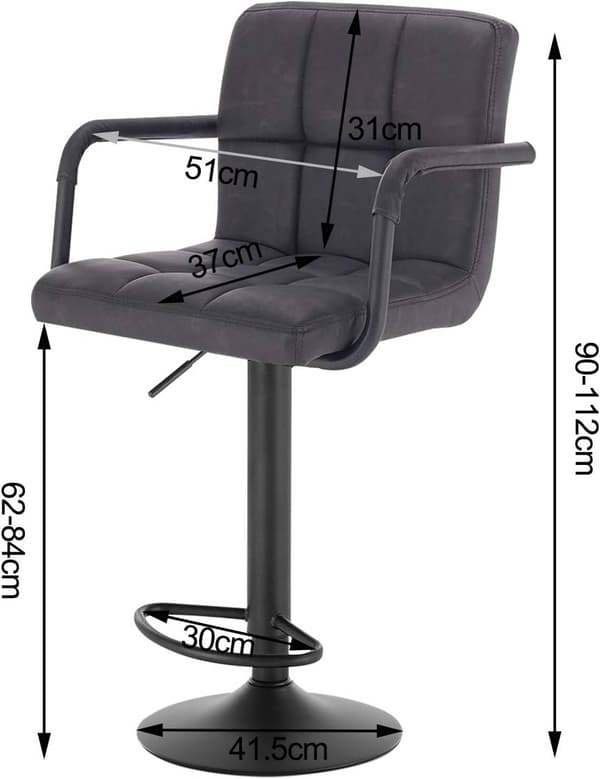 Rootz baarijakkara - Työpöytäjakkara - Säädettävä baarituoli - Kestävää keinonahkaa - Ergonominen muotoilu - Tyylikäs moderni ulkonäkö - Korkeus 90cm-