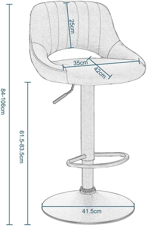 Rootz 2 baarituolia - Säädettävät pöytätuolit - Kääntyvät baarituolit - Mukava keinonahka - Monipuolinen ja kestävä - Helppo puhdistaa - 84-106 cm x 3